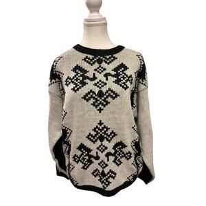 Le Tigre | Vintage Black/White Knit Pullover Sweater | Med